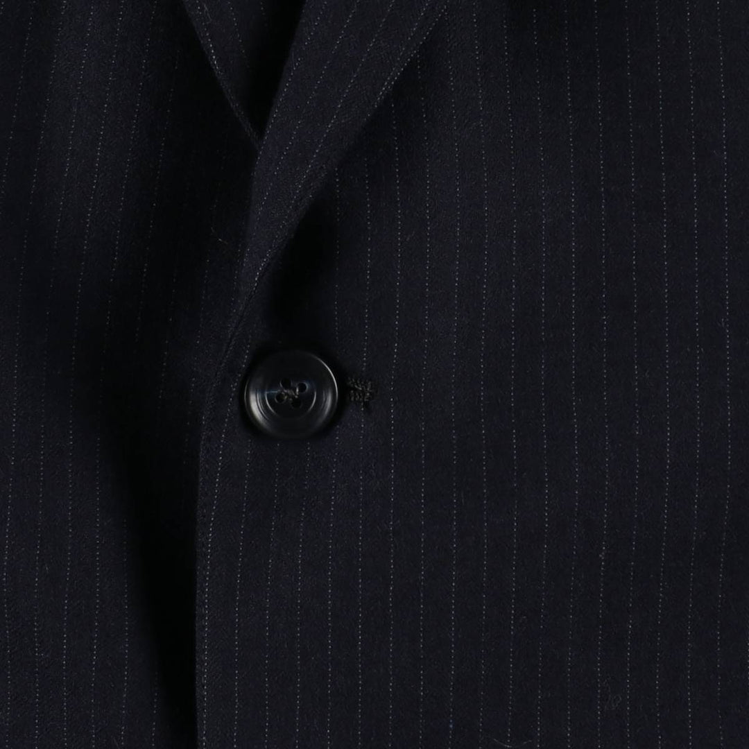 TOWN SQUIRE Stripe Pattern Wool Tailored Jacket (Men's Size M) wool navy blue type Vintage Second Hand