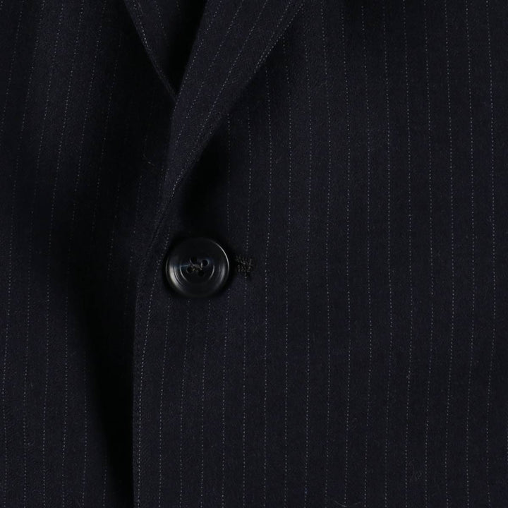 TOWN SQUIRE Stripe Pattern Wool Tailored Jacket (Men's Size M) wool navy blue type Vintage Second Hand