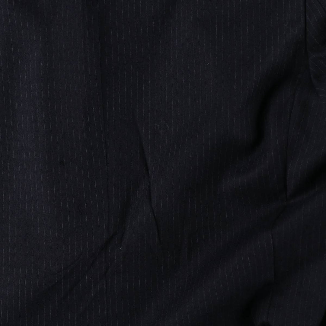 TOWN SQUIRE Stripe Pattern Wool Tailored Jacket (Men's Size M) wool navy blue type Vintage Second Hand