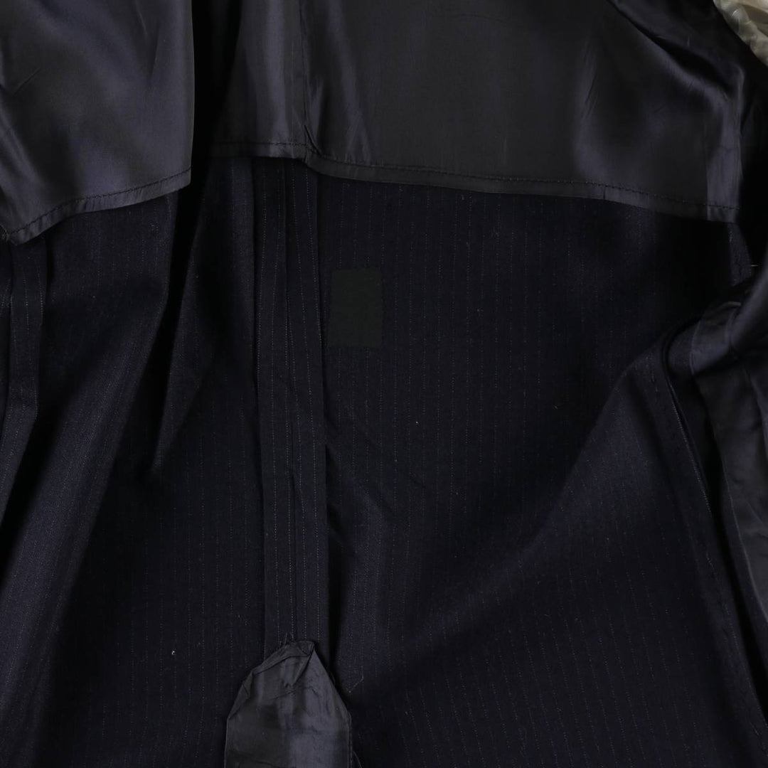 TOWN SQUIRE Stripe Pattern Wool Tailored Jacket (Men's Size M) wool navy blue type Vintage Second Hand