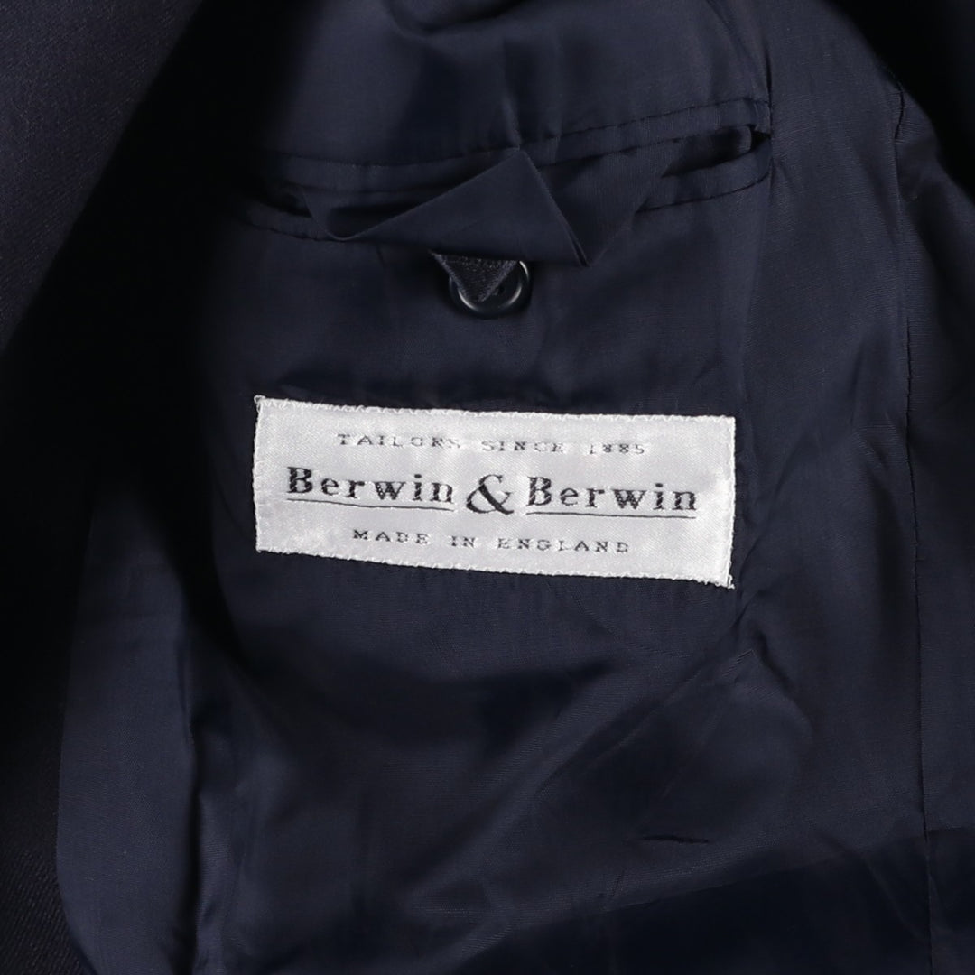 Berwin and Berwin Navy Blazer Tailored Jacket, Made in England, Men's Size L (approx.) wool navy blue type Vintage Second Hand