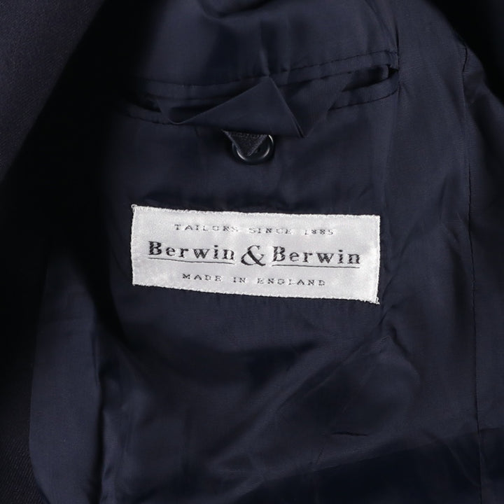 Berwin and Berwin Navy Blazer Tailored Jacket, Made in England, Men's Size L (approx.) wool navy blue type Vintage Second Hand