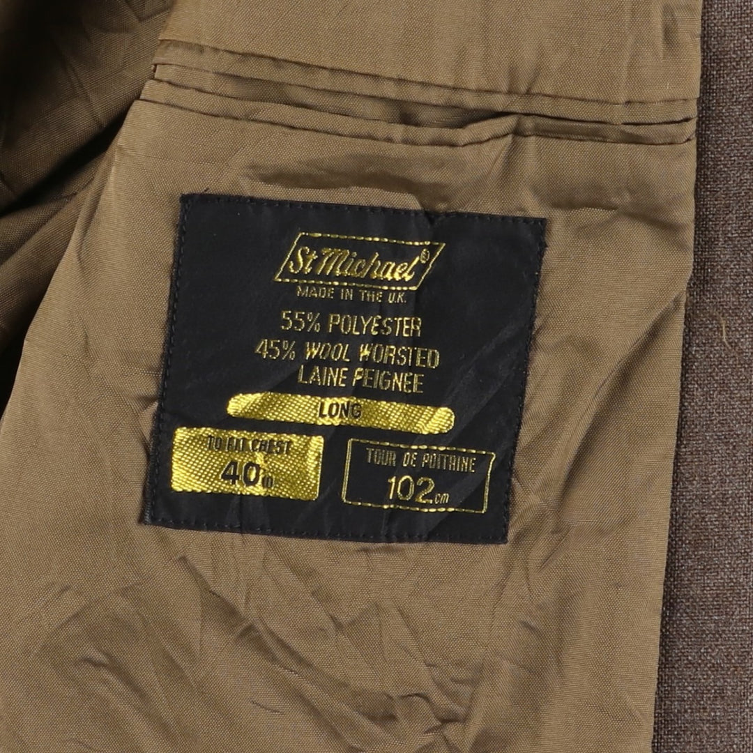 St Michael tailored jacket, made in England, men's size M equivalent. polyester brown type Vintage Second Hand