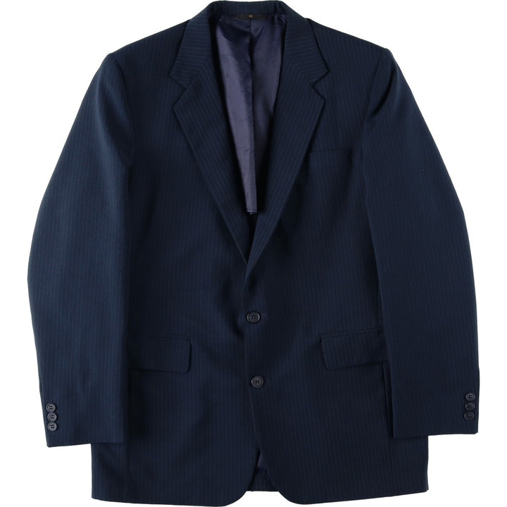1970'S Haggar MAGIC STRETCH Stripe Pattern Tailored Jacket, Made in USA, Men's Size M (approx.) unclear navy blue type Vintage Second Hand