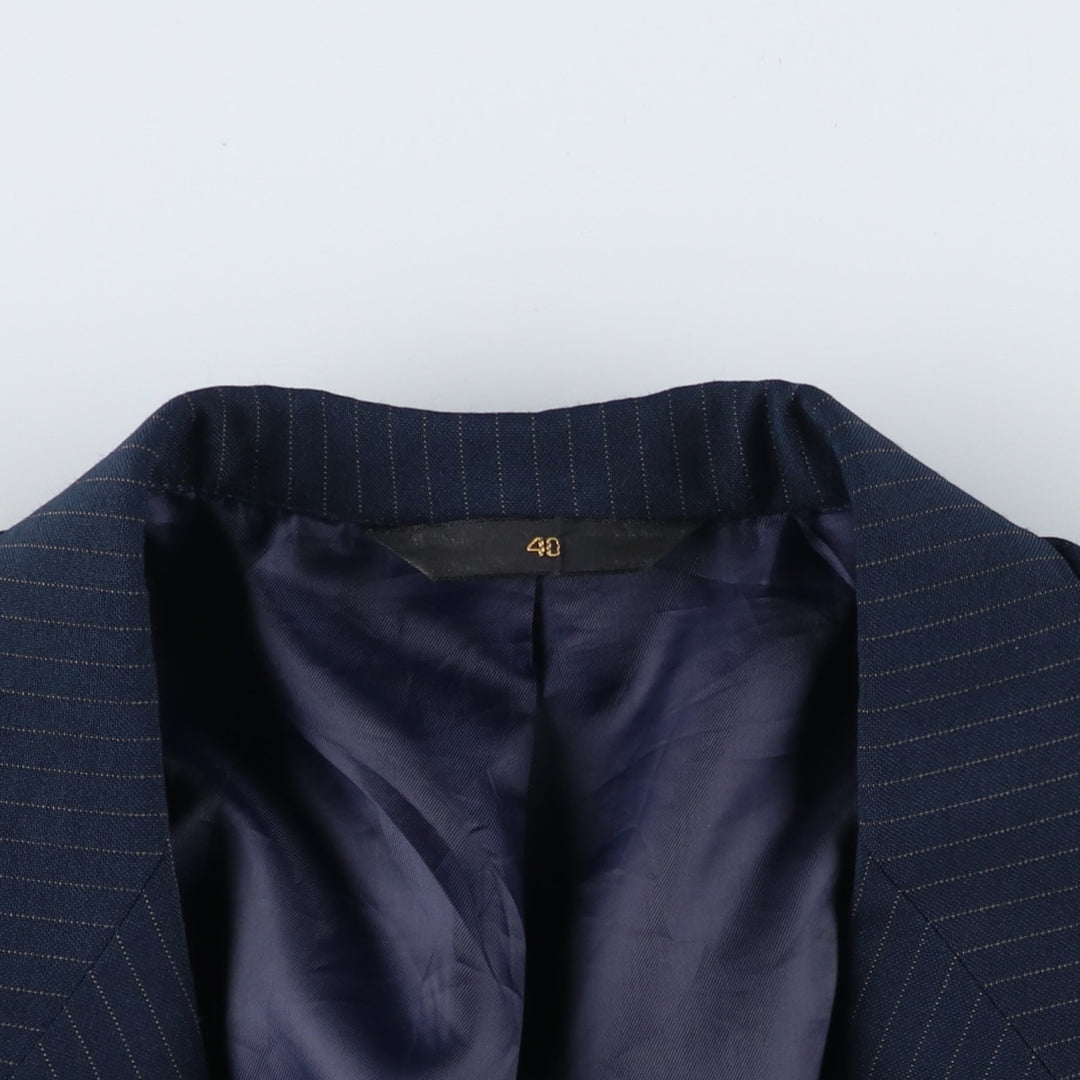 1970'S Haggar MAGIC STRETCH Stripe Pattern Tailored Jacket, Made in USA, Men's Size M (approx.) unclear navy blue type Vintage Second Hand