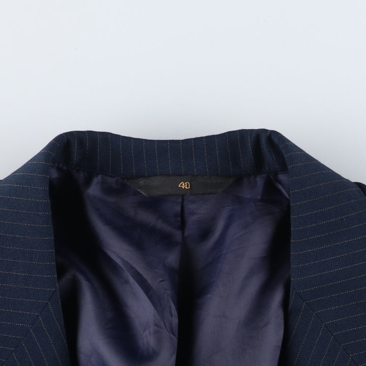 1970'S Haggar MAGIC STRETCH Stripe Pattern Tailored Jacket, Made in USA, Men's Size M (approx.) unclear navy blue type Vintage Second Hand
