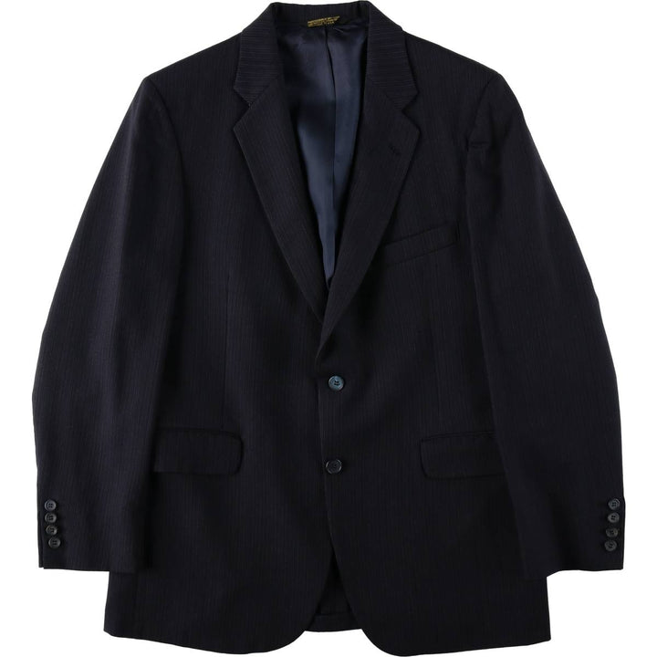 Anderson Little Strathmore Stripe Pattern Wool Tailored Jacket, Made in USA, Men's Size M (approx.) wool navy blue type Vintage Second Hand