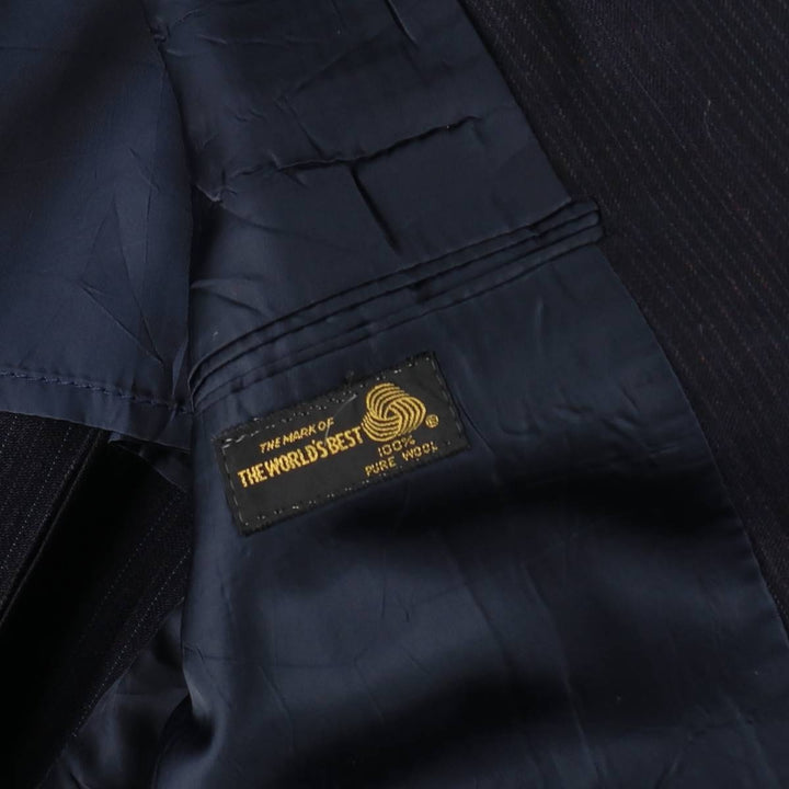 Anderson Little Strathmore Stripe Pattern Wool Tailored Jacket, Made in USA, Men's Size M (approx.) wool navy blue type Vintage Second Hand