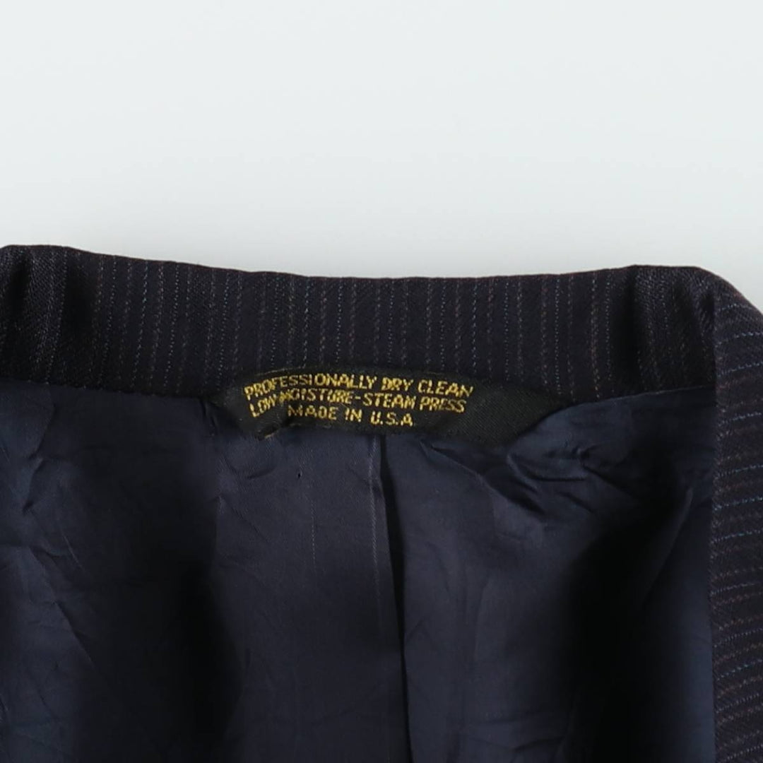 Anderson Little Strathmore Stripe Pattern Wool Tailored Jacket, Made in USA, Men's Size M (approx.) wool navy blue type Vintage Second Hand