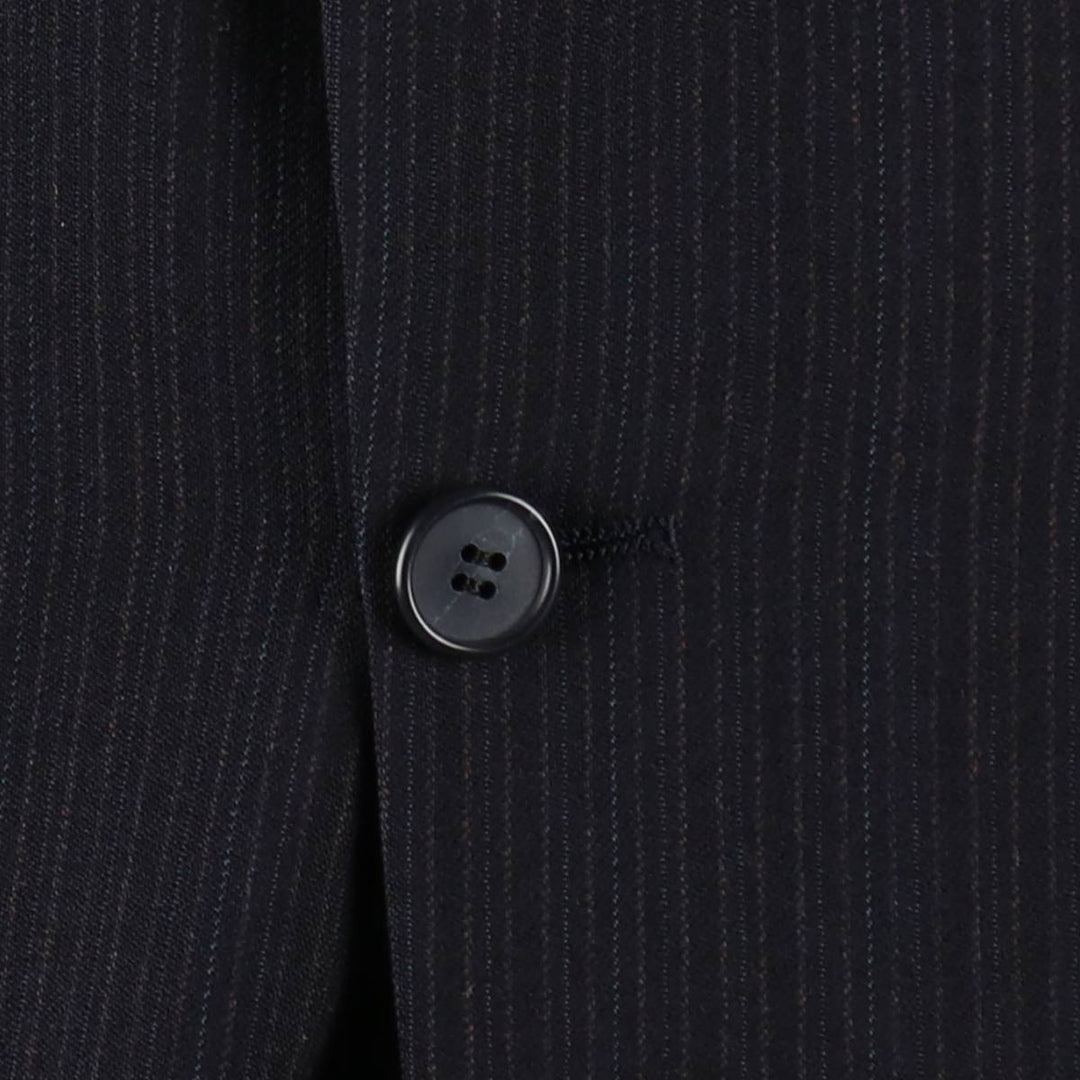 Anderson Little Strathmore Stripe Pattern Wool Tailored Jacket, Made in USA, Men's Size M (approx.) wool navy blue type Vintage Second Hand
