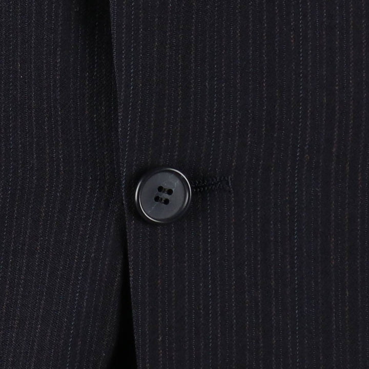 Anderson Little Strathmore Stripe Pattern Wool Tailored Jacket, Made in USA, Men's Size M (approx.) wool navy blue type Vintage Second Hand