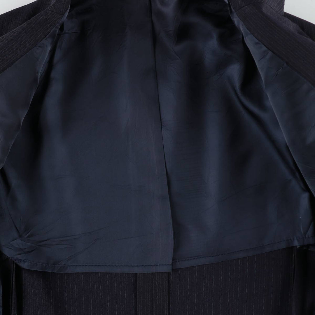Anderson Little Strathmore Stripe Pattern Wool Tailored Jacket, Made in USA, Men's Size M (approx.) wool navy blue type Vintage Second Hand