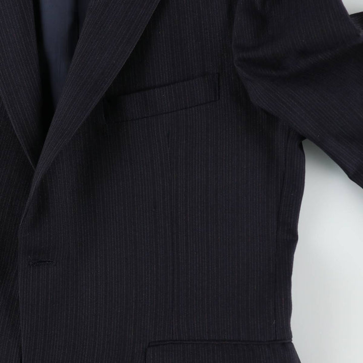 Anderson Little Strathmore Stripe Pattern Wool Tailored Jacket, Made in USA, Men's Size M (approx.) wool navy blue type Vintage Second Hand
