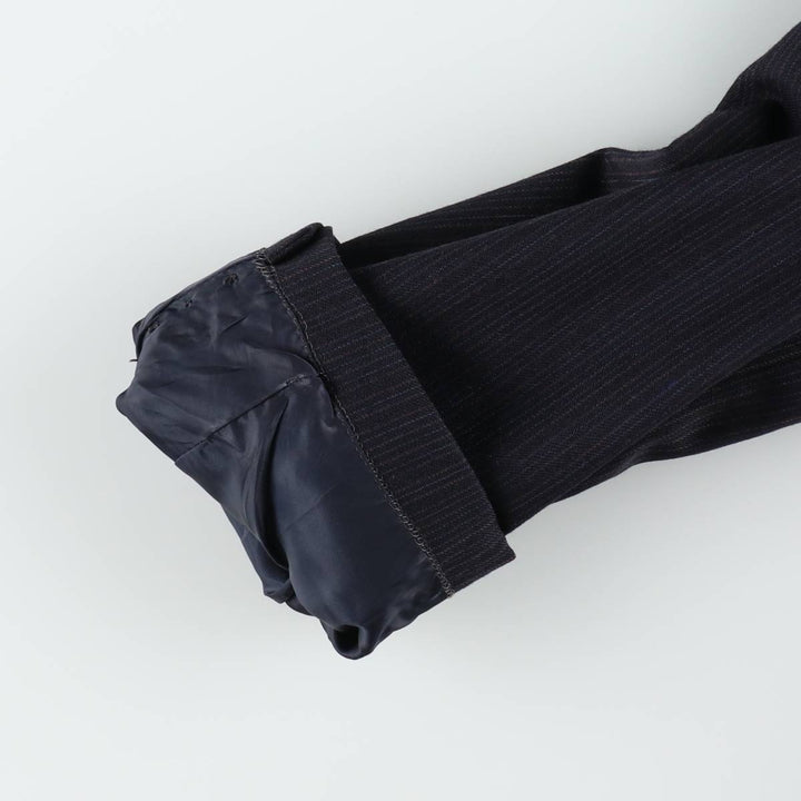 Anderson Little Strathmore Stripe Pattern Wool Tailored Jacket, Made in USA, Men's Size M (approx.) wool navy blue type Vintage Second Hand