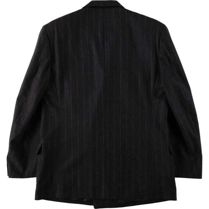 D'URBAN Stripe Pattern Peaked Lapel Double-Breasted Wool Tailored Jacket, Made in Italy, Men's Size M (approx.) wool Charcoal Vintage Second Hand