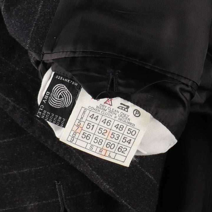 D'URBAN Stripe Pattern Peaked Lapel Double-Breasted Wool Tailored Jacket, Made in Italy, Men's Size M (approx.) wool Charcoal Vintage Second Hand