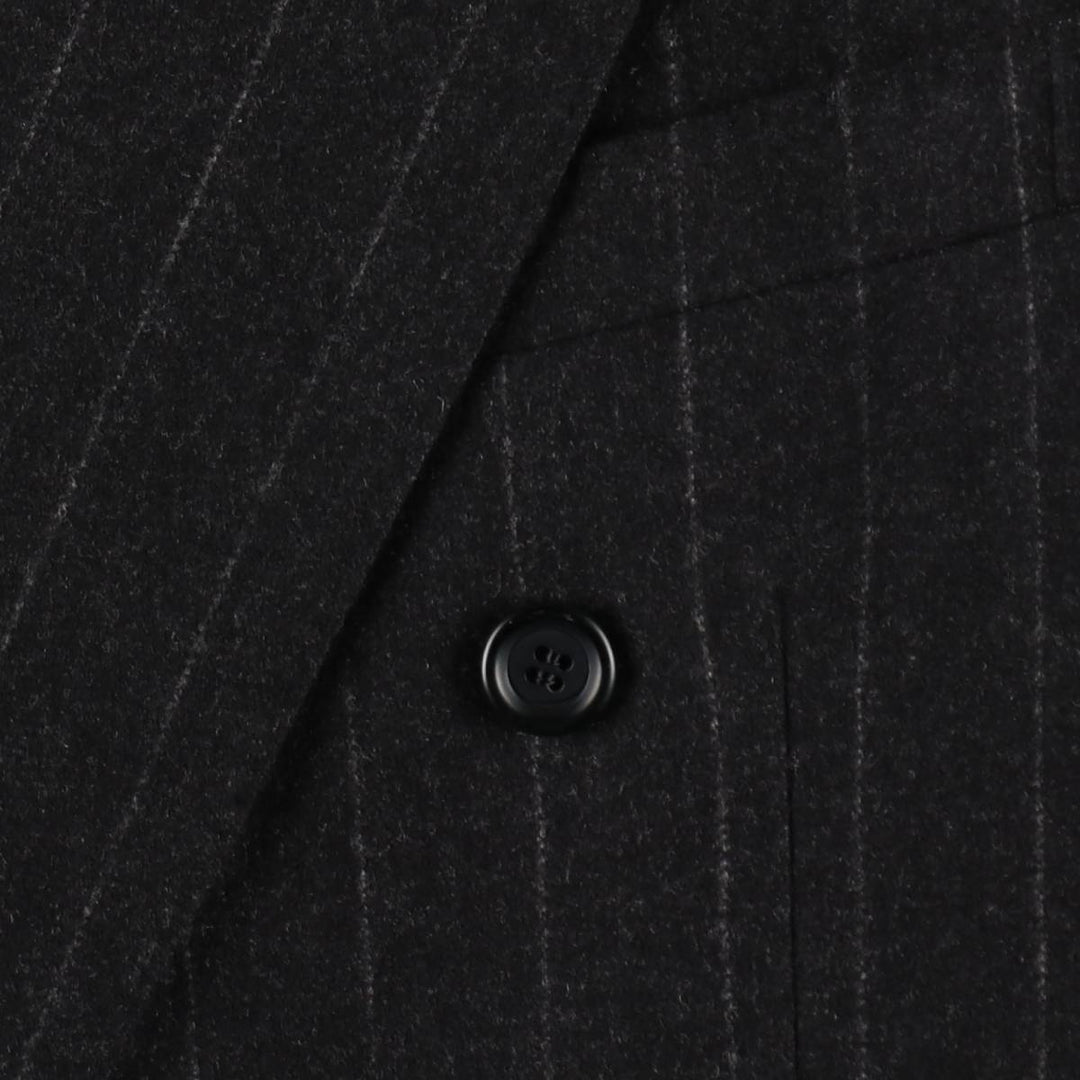 D'URBAN Stripe Pattern Peaked Lapel Double-Breasted Wool Tailored Jacket, Made in Italy, Men's Size M (approx.) wool Charcoal Vintage Second Hand