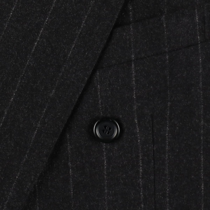 D'URBAN Stripe Pattern Peaked Lapel Double-Breasted Wool Tailored Jacket, Made in Italy, Men's Size M (approx.) wool Charcoal Vintage Second Hand
