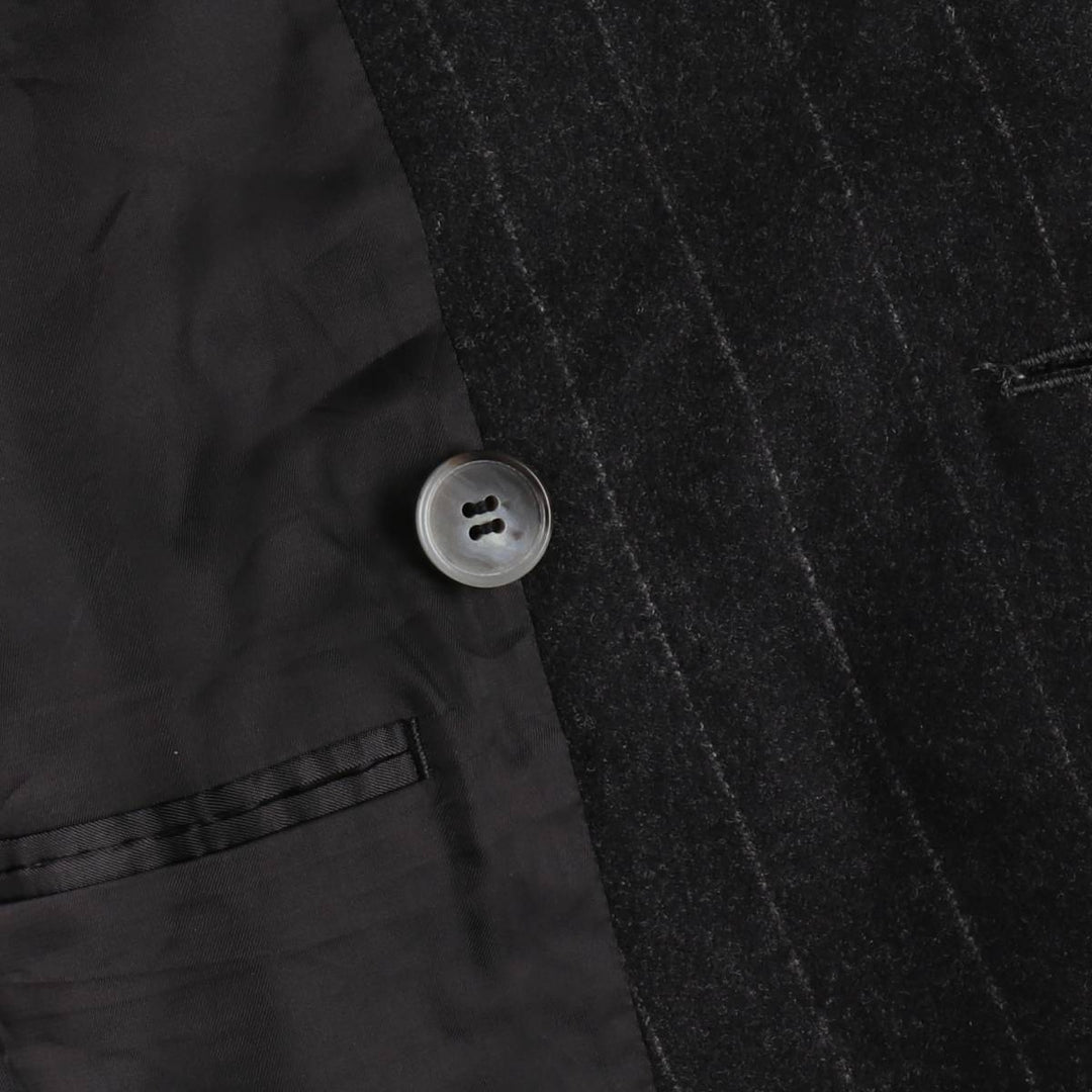 D'URBAN Stripe Pattern Peaked Lapel Double-Breasted Wool Tailored Jacket, Made in Italy, Men's Size M (approx.) wool Charcoal Vintage Second Hand