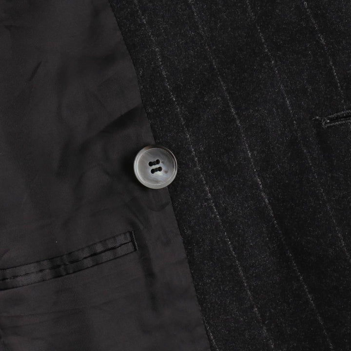 D'URBAN Stripe Pattern Peaked Lapel Double-Breasted Wool Tailored Jacket, Made in Italy, Men's Size M (approx.) wool Charcoal Vintage Second Hand