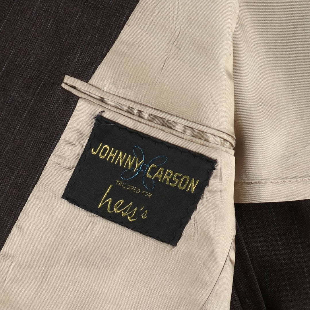JOHNNY CARSON Stripe Pattern Blazer Tailored Jacket (Men's Size M) unclear brown type Vintage Second Hand
