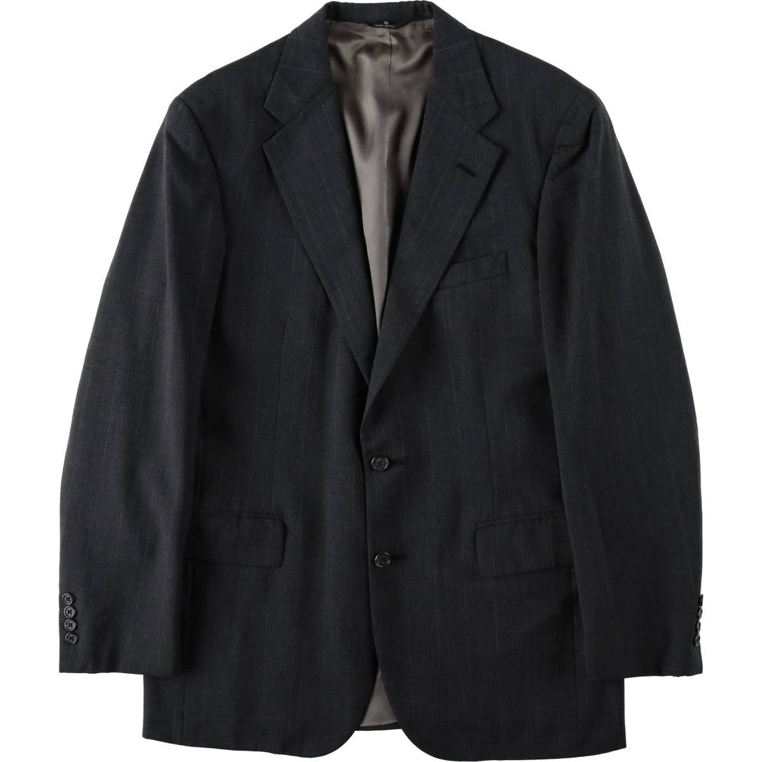 1990'S Ralph Lauren CHAPS striped pattern tailored jacket, made in the USA, men's size M equivalent. wool Charcoal Vintage Second Hand