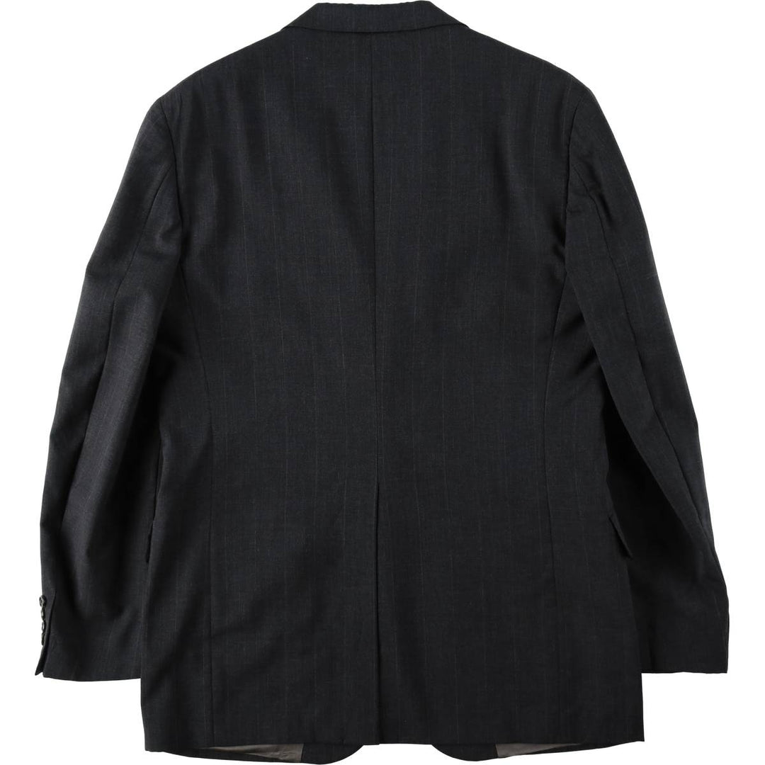 1990'S Ralph Lauren CHAPS striped pattern tailored jacket, made in the USA, men's size M equivalent. wool Charcoal Vintage Second Hand