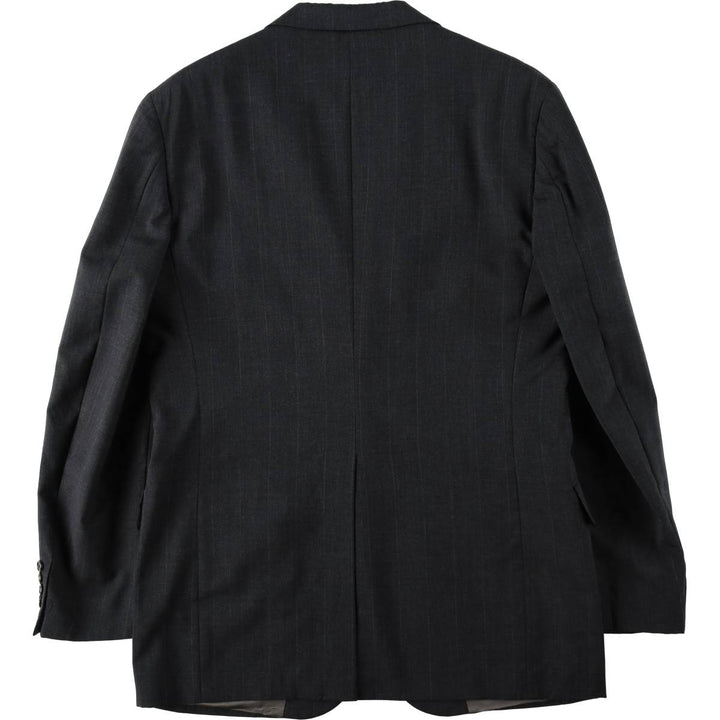 1990'S Ralph Lauren CHAPS striped pattern tailored jacket, made in the USA, men's size M equivalent. wool Charcoal Vintage Second Hand