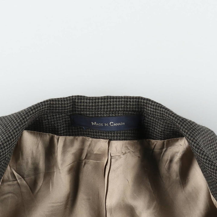 Ralph Lauren CHAPS houndstooth pattern wool tailored jacket, made in Canada, men's size M equivalent. wool Khaki type Vintage Second Hand