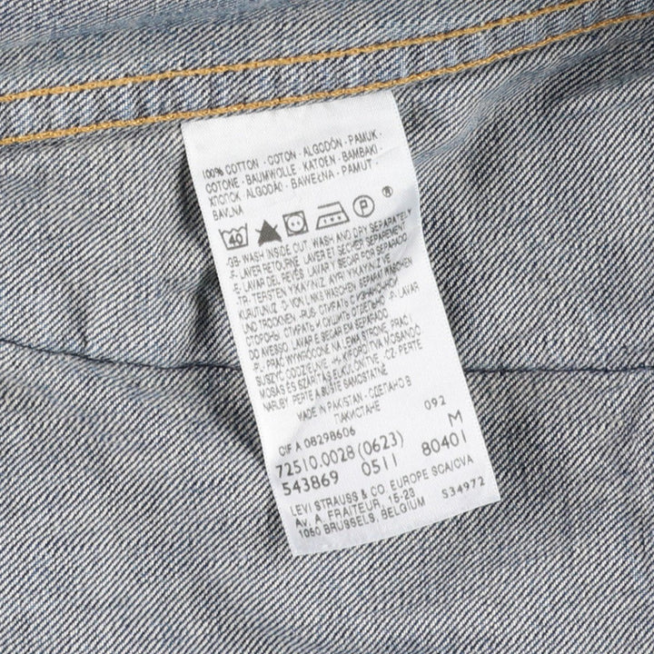 Levi's 72510-0028 Euro Model Denim Jacket (Men's Size M equivalent) Vintage cotton blue type Vintage Second Hand