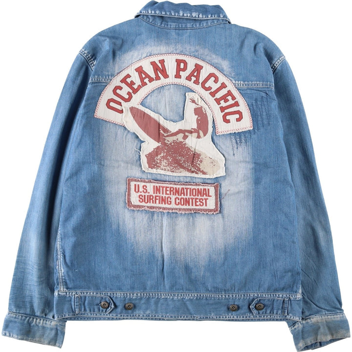 Ocean Pacific denim jacket, men's size XL (approx.) cotton blue type Vintage Second Hand