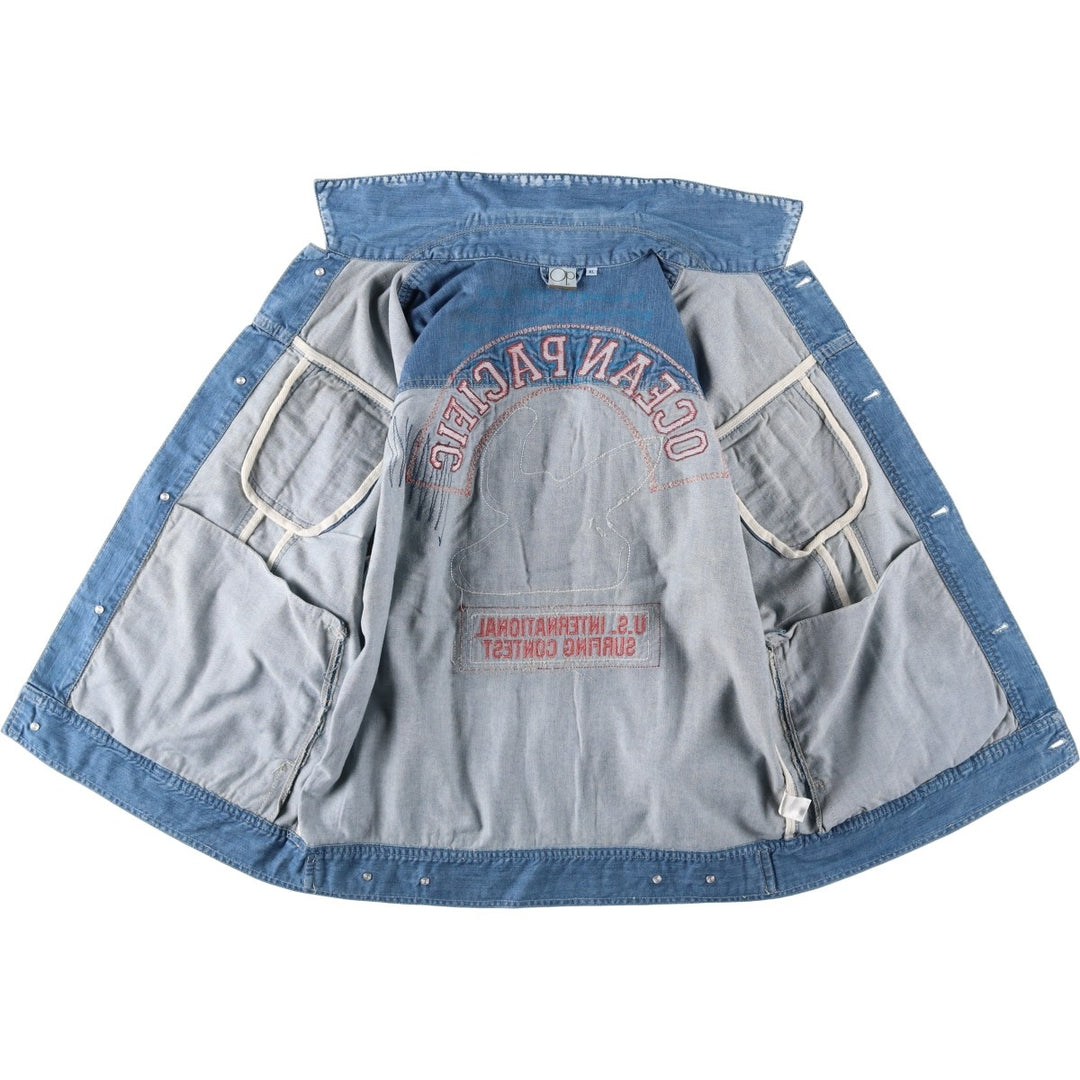 Ocean Pacific denim jacket, men's size XL (approx.) cotton blue type Vintage Second Hand