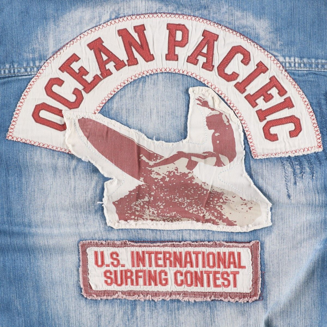 Ocean Pacific denim jacket, men's size XL (approx.) cotton blue type Vintage Second Hand