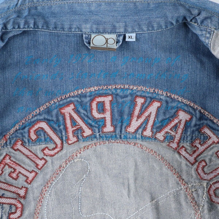 Ocean Pacific denim jacket, men's size XL (approx.) cotton blue type Vintage Second Hand