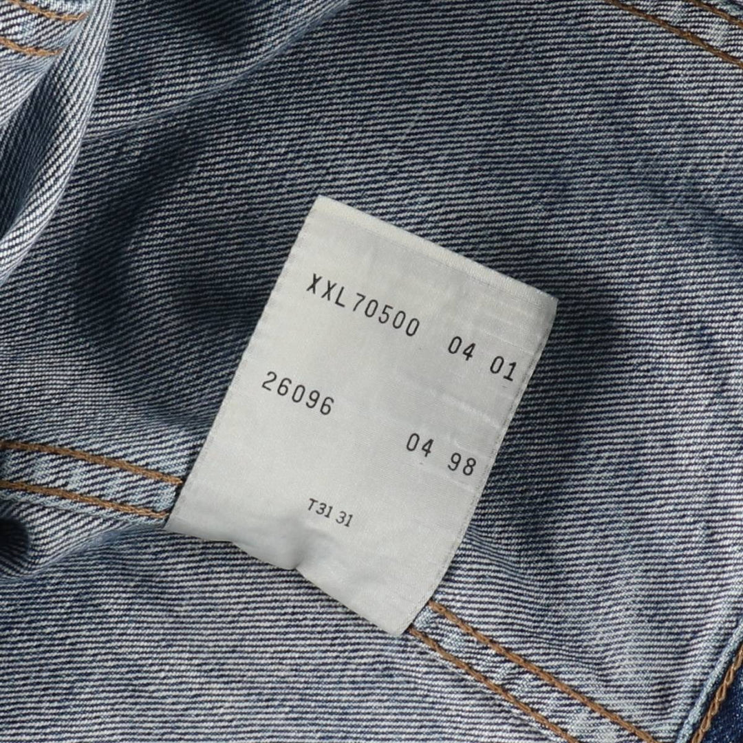 1990'S Levi's 70500-0401 Denim Jacket, Men's XXL equivalent, Vintage cotton blue type Vintage Second Hand