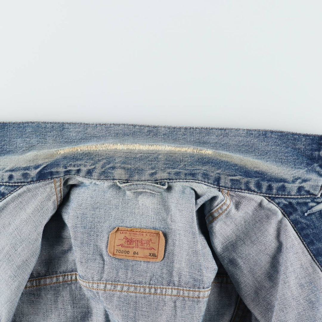 1990'S Levi's 70500-0401 Denim Jacket, Men's XXL equivalent, Vintage cotton blue type Vintage Second Hand