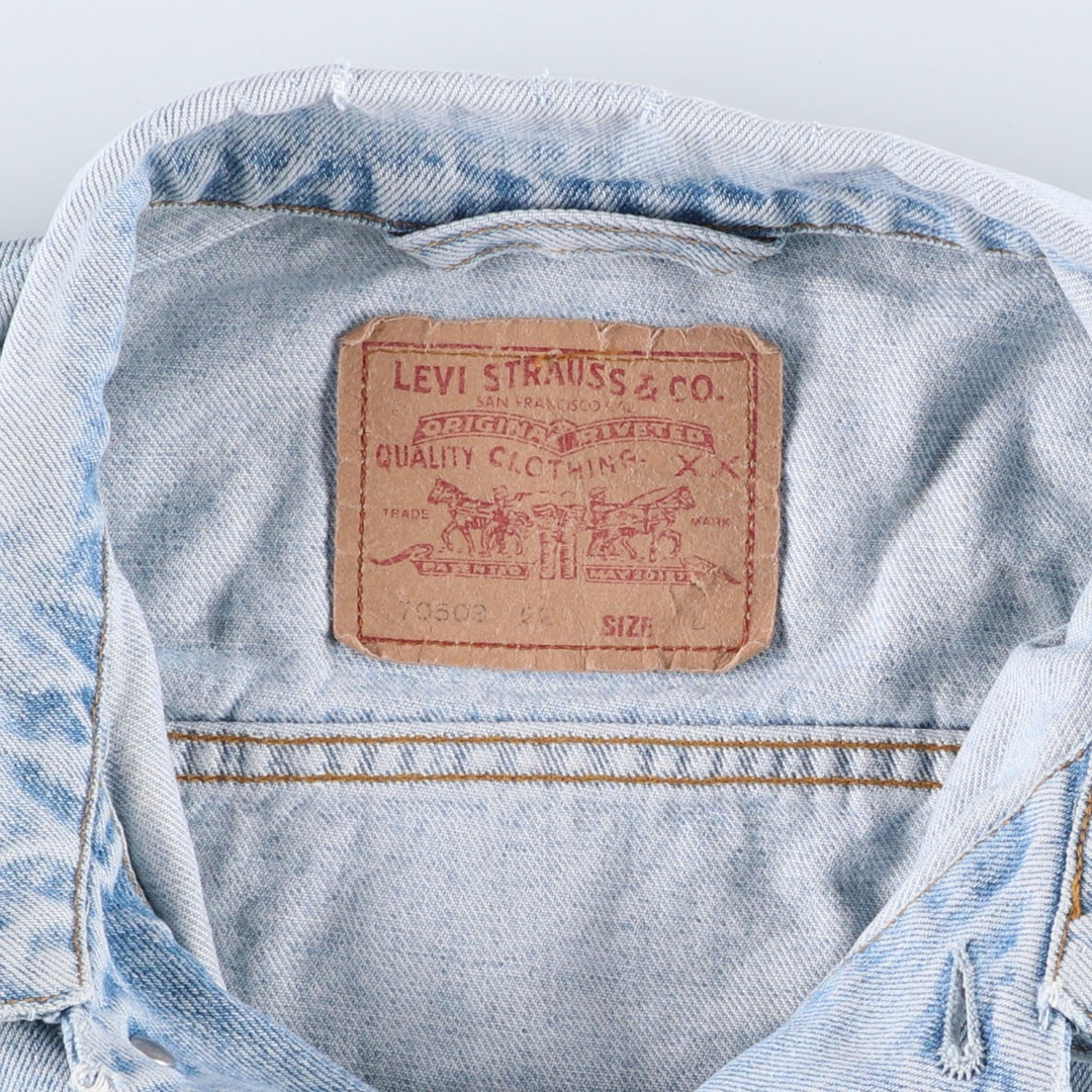 90'S Levi's 70503-0210 denim jacket, denim jacket, men's size L, vintage cotton blue type Vintage Second Hand