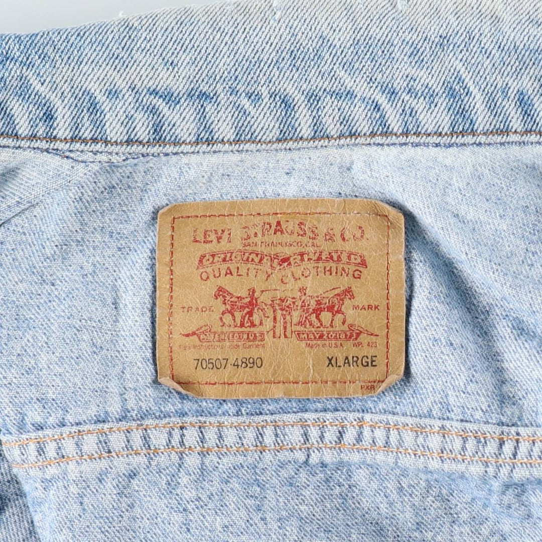 90'S Levi's 70507-4890 denim jacket, denim jacket, made in USA, men's XL size, vintage cotton blue type Vintage Second Hand