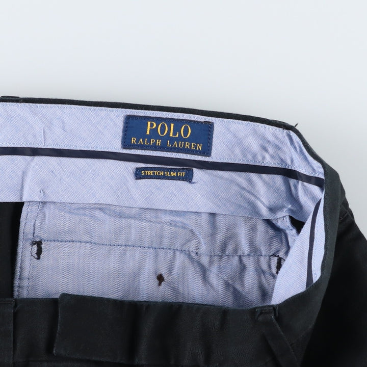 Ralph Lauren POLO by Ralph Lauren STRETCH SLIM FIT Chino Pants, Men's W33 (approx.) cotton navy blue type Vintage Second Hand