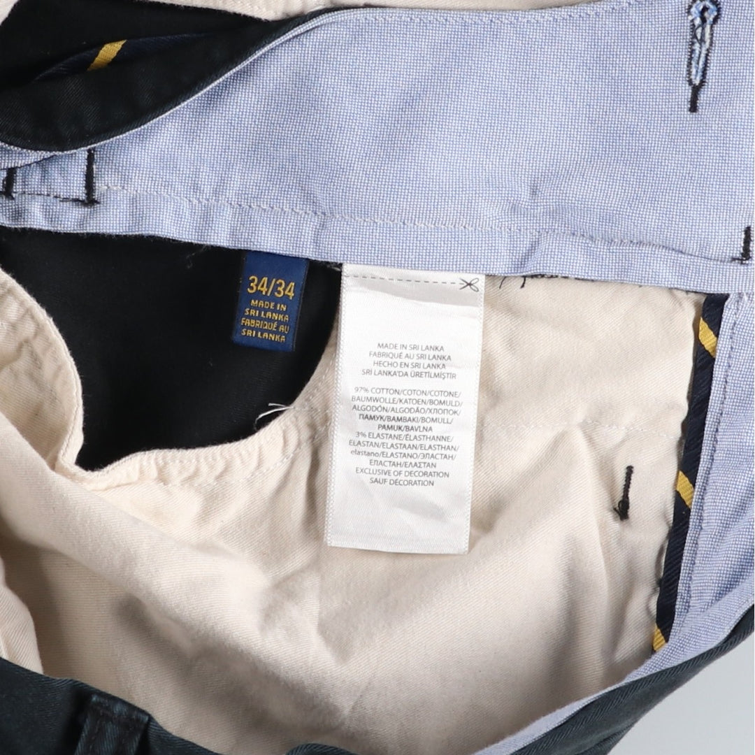 Ralph Lauren POLO RALPH LAUREN STRETCH SLIM FIT Chino Pants, Men's, Size W36 cotton black type Vintage Second Hand