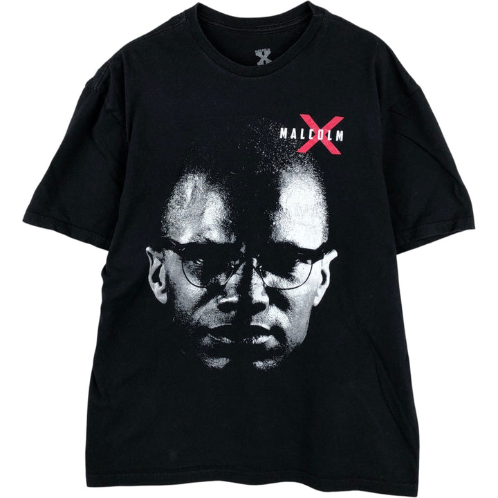 MALCOLM X Printed T-Shirt, Men's Size M cotton black type Vintage Second Hand