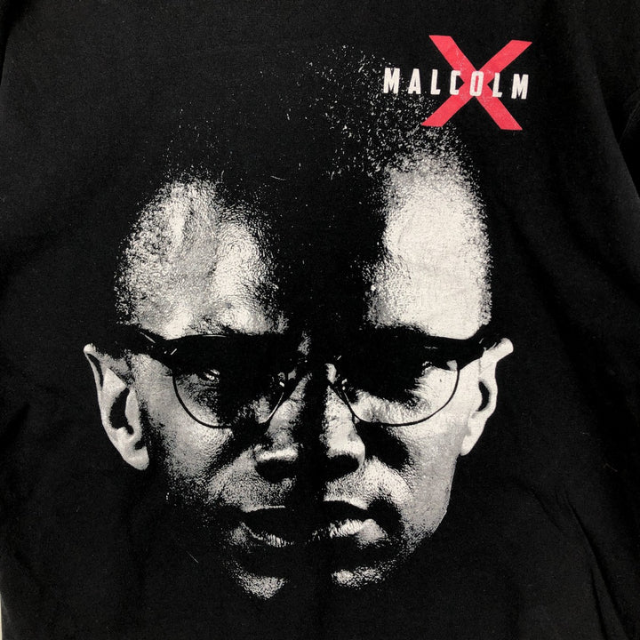MALCOLM X Printed T-Shirt, Men's Size M cotton black type Vintage Second Hand