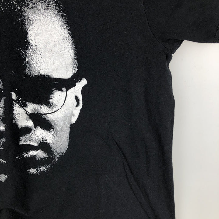MALCOLM X Printed T-Shirt, Men's Size M cotton black type Vintage Second Hand