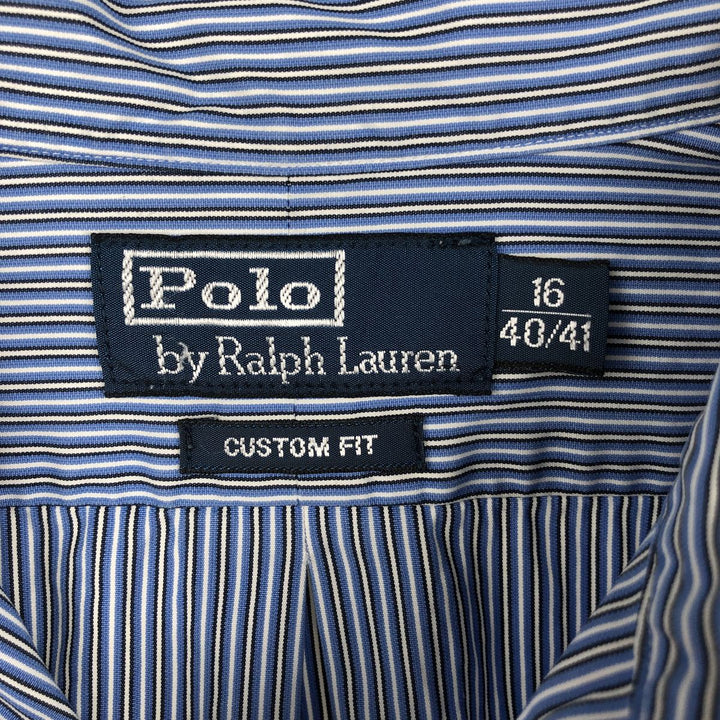 Ralph Lauren CUSTOM FIT long sleeve button down striped shirt men's size L cotton blue type Vintage Second Hand