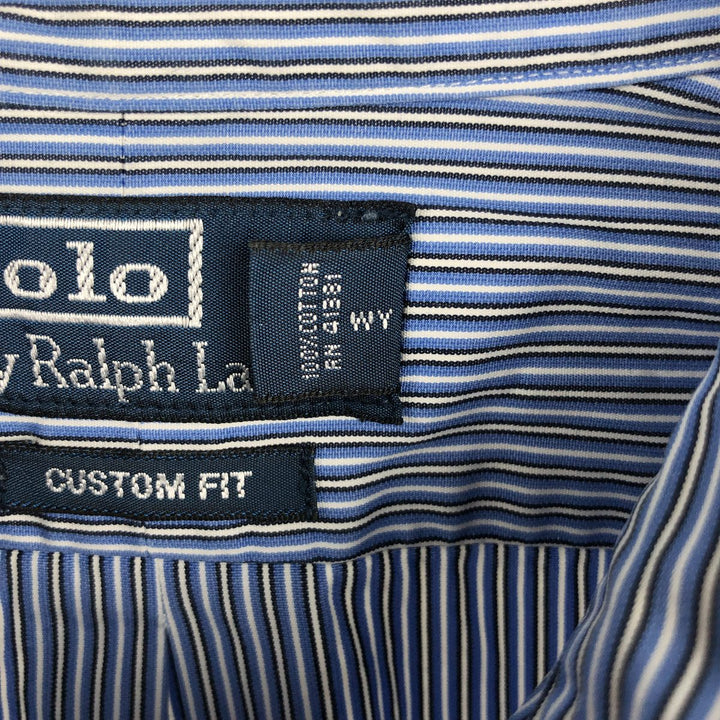 Ralph Lauren CUSTOM FIT long sleeve button down striped shirt men's size L cotton blue type Vintage Second Hand