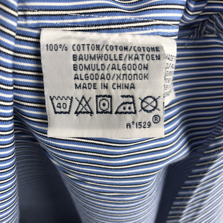 Ralph Lauren CUSTOM FIT long sleeve button down striped shirt men's size L cotton blue type Vintage Second Hand