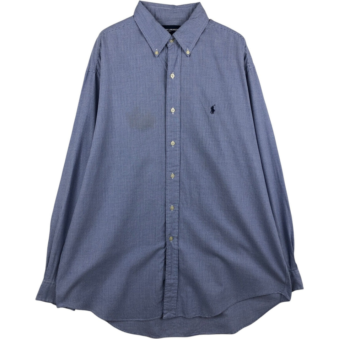 Ralph Lauren POLO GOLF BLAKE Long-Sleeve Button-Down Check Shirt, Men's Size L (approx.) cotton blue type Vintage Second Hand
