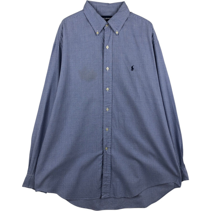 Ralph Lauren POLO GOLF BLAKE Long-Sleeve Button-Down Check Shirt, Men's Size L (approx.) cotton blue type Vintage Second Hand
