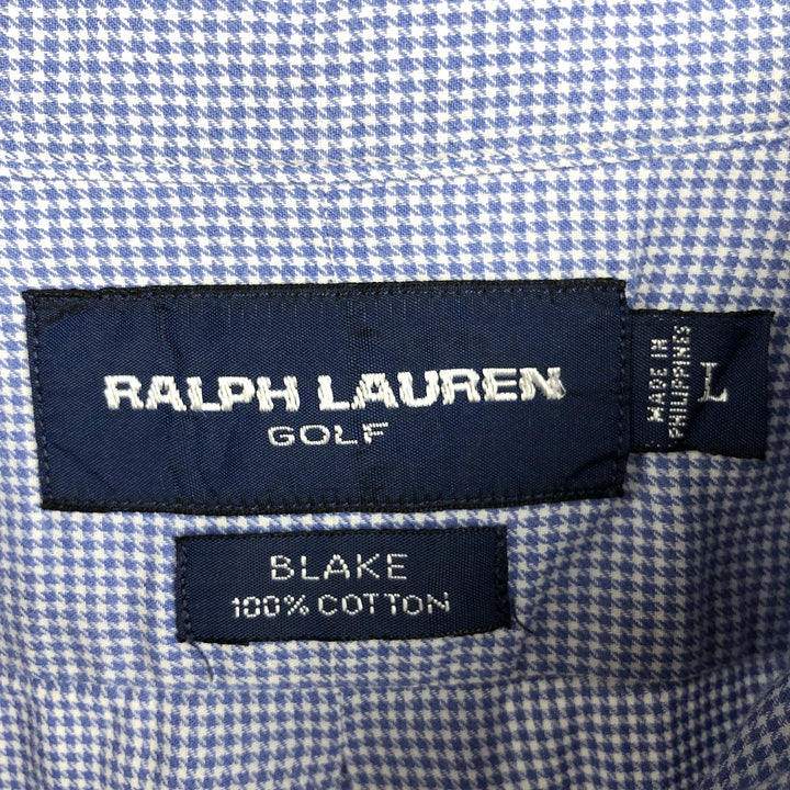 Ralph Lauren POLO GOLF BLAKE Long-Sleeve Button-Down Check Shirt, Men's Size L (approx.) cotton blue type Vintage Second Hand