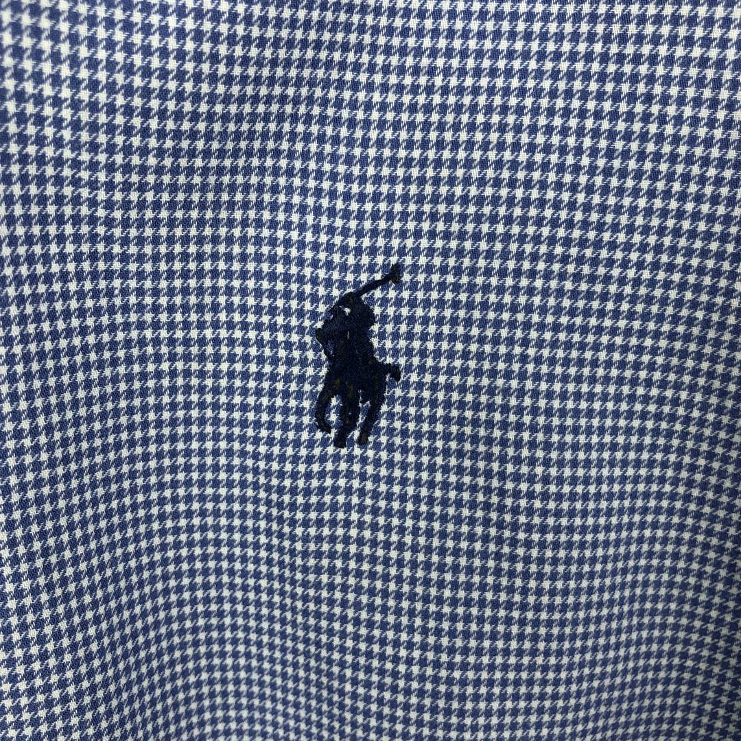 Ralph Lauren POLO GOLF BLAKE Long-Sleeve Button-Down Check Shirt, Men's Size L (approx.) cotton blue type Vintage Second Hand